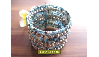 Ladies Fashion Beaded Silver Cuff Bracelets